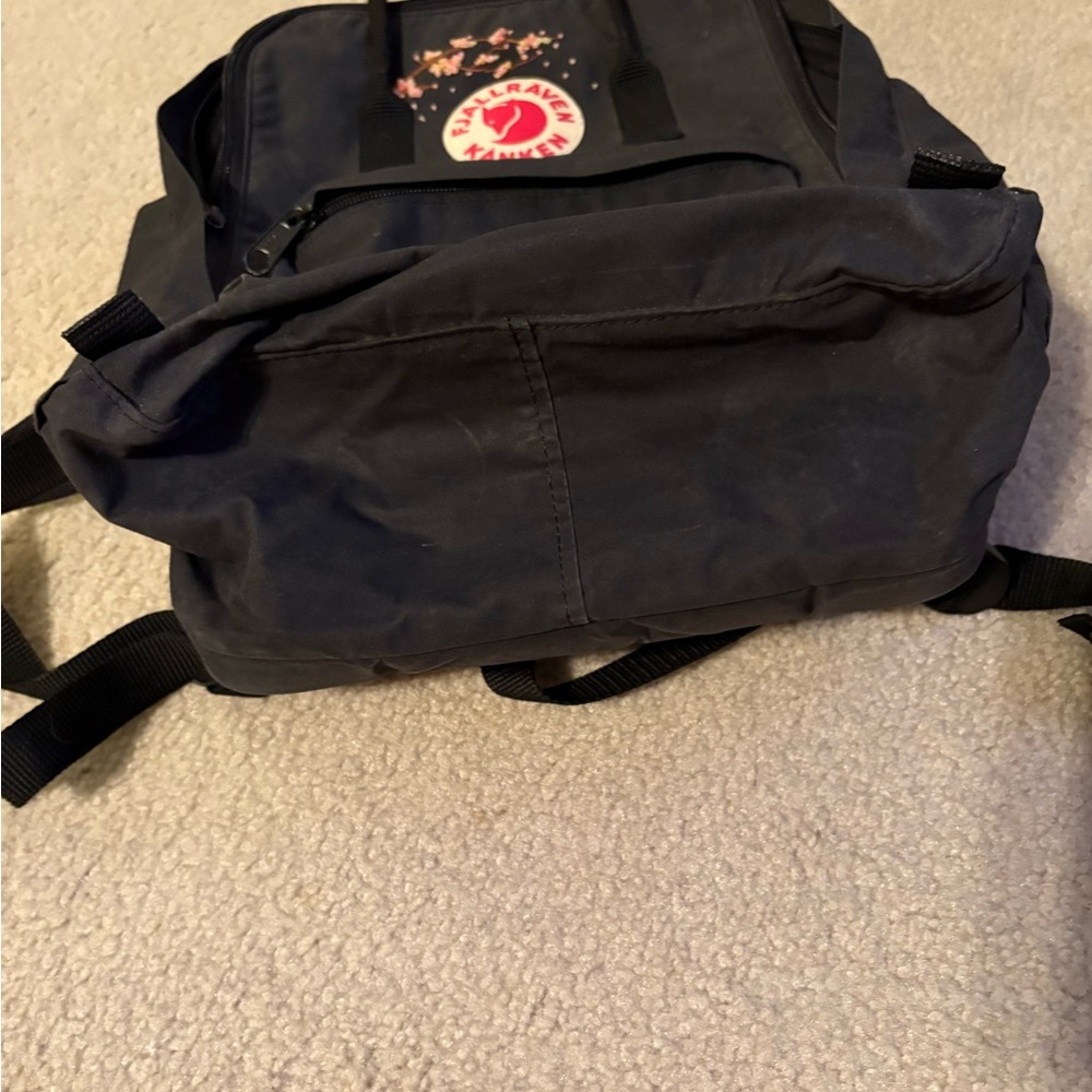Embroidered Cherry Blossom 15 inch laptop Kånken Black Backpack - Picture 6 of 15